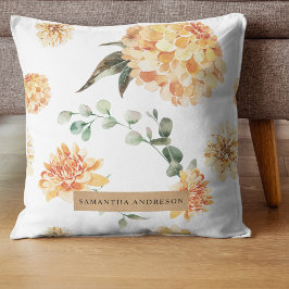 Moderne gelbe Blumen & Kraft Personalisiertes Gesc Kissen
