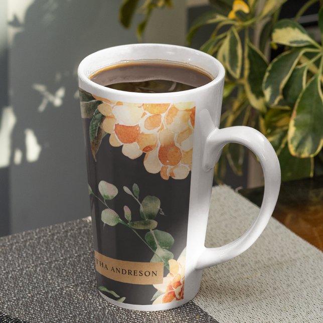 Moderne gelbe Blumen & Kraft Personalisiertes Gesc Milchtasse (Von Creator hochgeladen)