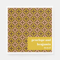 Moderne gelbe braune Muster Retro Custom Wedding