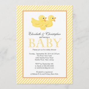 Moderne gelbe Enten-Paar-Babyparty Einladung