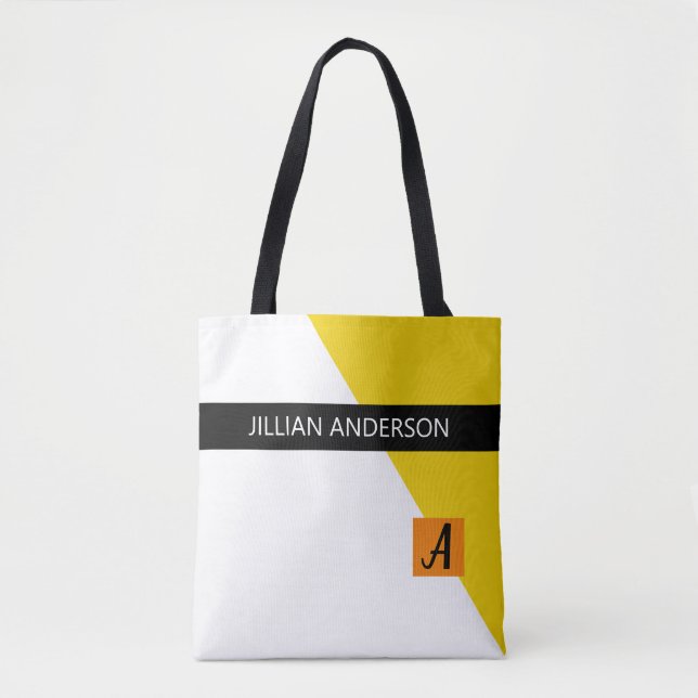 Moderne gelbe Farbe Mit Monogramm blockiert Tasche (Vorderseite)