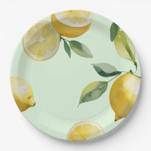 Moderne gelbe Floralschrift Brausebad Pappteller