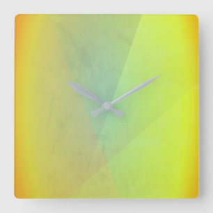 Moderne gelbe geometrische Gradation Quadratische Wanduhr