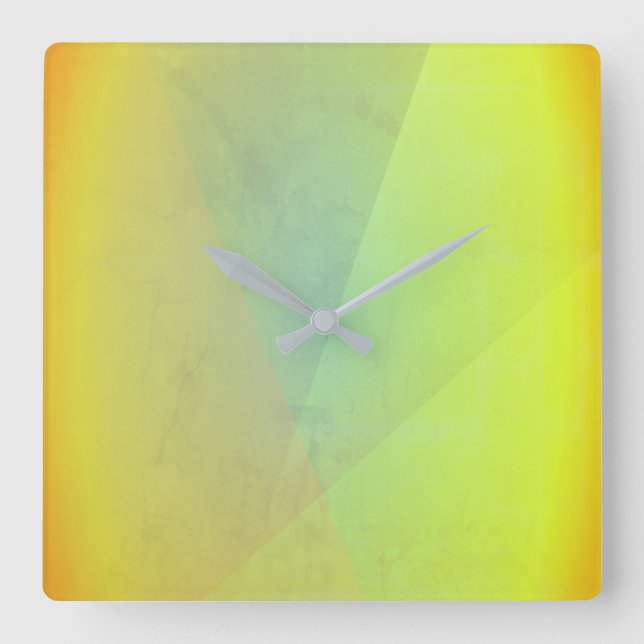 Moderne gelbe geometrische Gradation Quadratische Wanduhr (Vorderseite)