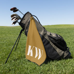 Moderne gelbe goldene Monogramm-Initialen personal Golfhandtuch