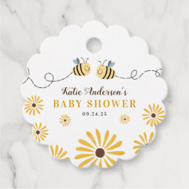 Moderne gelbe Hummel und Sonnenblumen Kinderdusche Geschenkanhänger