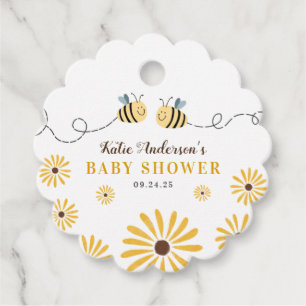 Moderne gelbe Hummel und Sonnenblumen Kinderdusche Geschenkanhänger