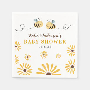 Moderne gelbe Hummel und Sonnenblumen Kinderdusche Serviette