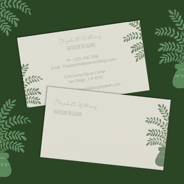 Moderne, gelbe Innendekoration - Visitenkarte (Modern yellow interior decorator double-sided business cards .)