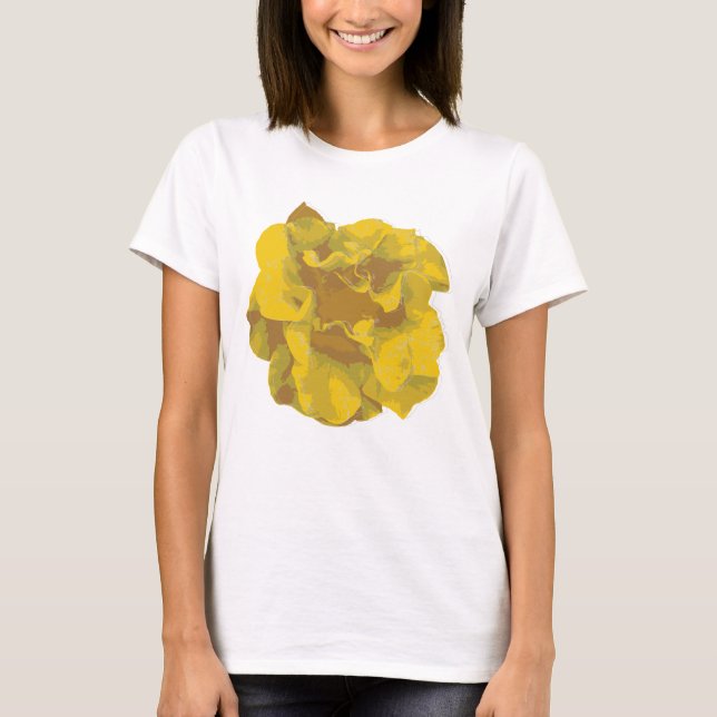Moderne gelbe Kamelienblumen T-Shirt (Vorderseite)