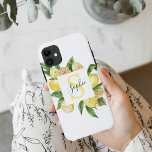 Moderne gelbe Lemonen Rahmen & Blätter mit Namen Case-Mate iPhone Hülle<br><div class="desc">Moderne gelbe Lemonen Rahmen & Blätter mit Namen</div>