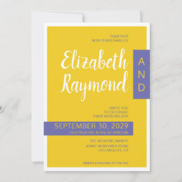 Moderne, gelbe lila Hochzeit Einladung