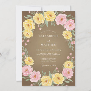 Moderne Gelbe Maifarben-Blumen-Hochzeit Einladung