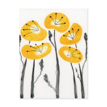 Moderne gelbe Mohnblumen Aquarell-Blumen Postkarte