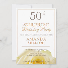 Moderne Gelbe Rose 50. Überraschung Geburtstagspar Einladung