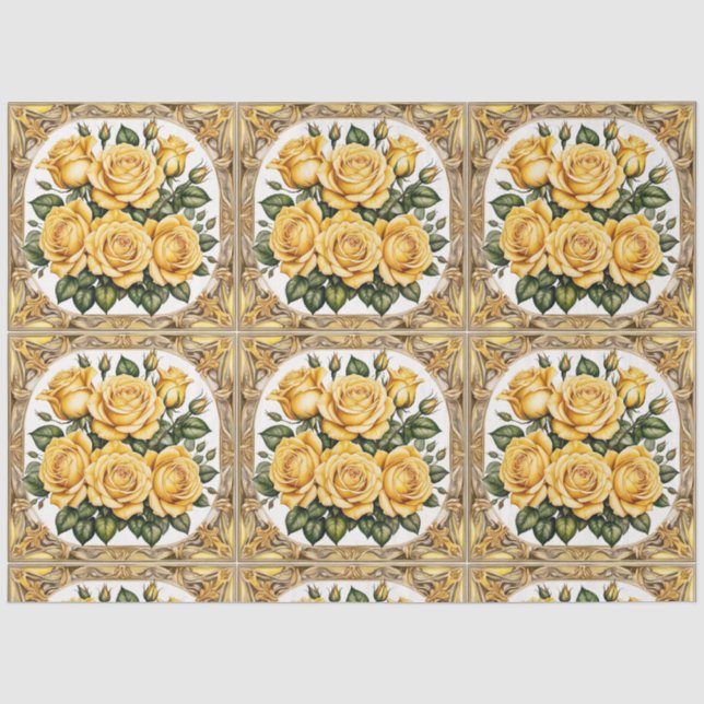 Moderne Gelbe Rose Schöne Sammlung Seidenpapier (Vorderseite)