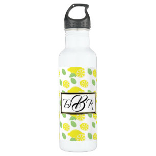 Moderne gelbe Sommerfreude Zitronenscheiben Grün Edelstahlflasche