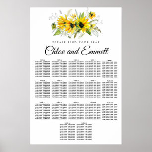 Moderne gelbe Sonnenblume 17-Tisch-Sitzkarte Poster