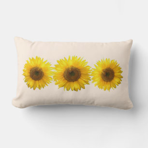 Moderne gelbe Sonnenblumen auf Elfenbein Lendenkissen