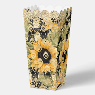 Moderne gelbe Sonnenblumen-Schachbrett Gold Glitte Geschenkschachtel