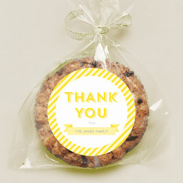 Moderne gelbe Streifen Babydusche Danke Runder Aufkleber