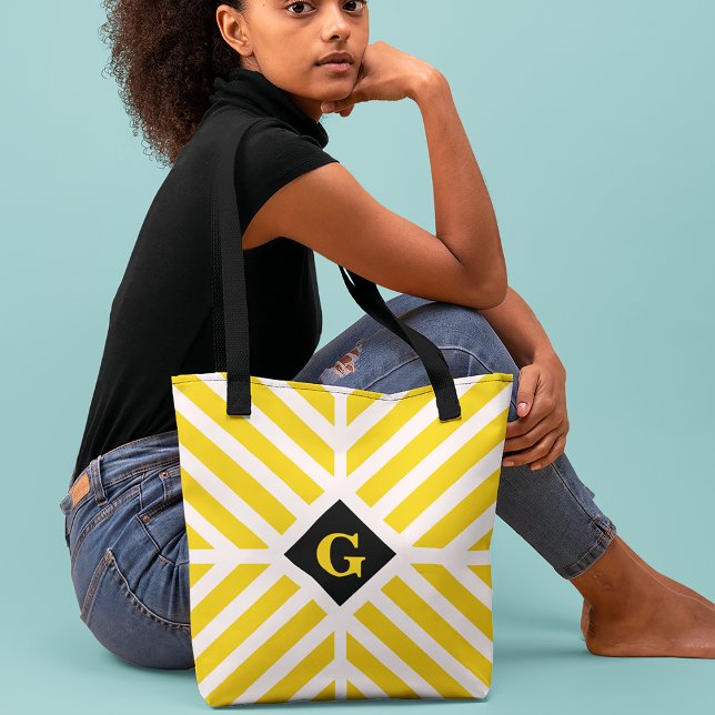 Moderne gelbe Streifen Initiale Tasche (Von Creator hochgeladen)