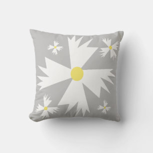 Moderne gelbe und graue Blumendesigns Kissen