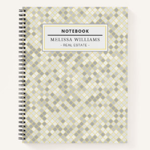 Moderne Gelbe und Graue Geometrische Professionell Notizbuch