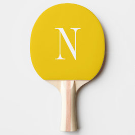 Moderne gelbe und weiße Monogrammanfangsbuchstabe Tischtennis Schläger