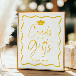 Moderne Gelbe Wavy-Abschluss-Karten und -Geschenke Poster