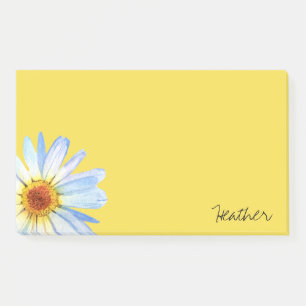 Moderne gelbe weiße Daisy Wasserfarbe personalisie Post-it Klebezettel