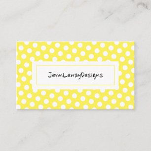 Moderne gelbe weiße Polka Dots Muster Chic Visitenkarte