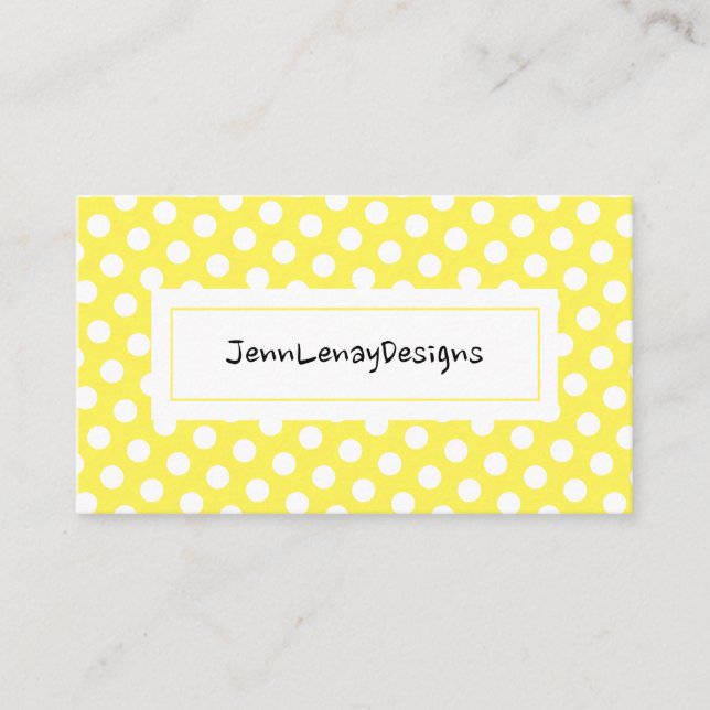 Moderne gelbe weiße Polka Dots Muster Chic Visitenkarte (Vorderseite)
