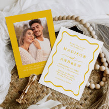 Moderne Gelbwavy-Frame-Foto-Hochzeit