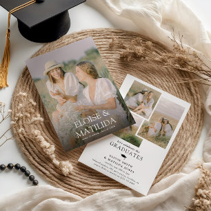 Moderne gemeinsame Abschlussfeier mit 4 Fotos Einladung