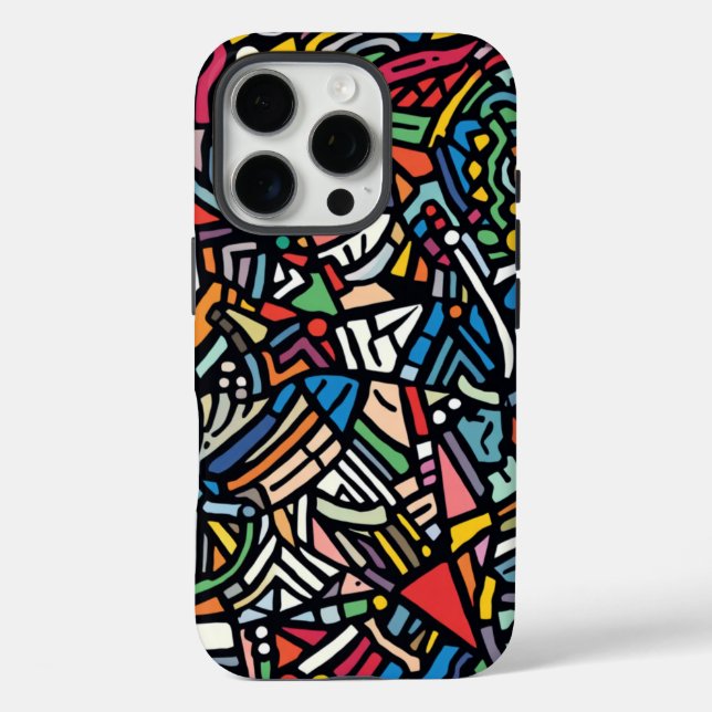 Moderne gemusterte Abstraktion iPhone 16 Pro Hülle (Rückseite)
