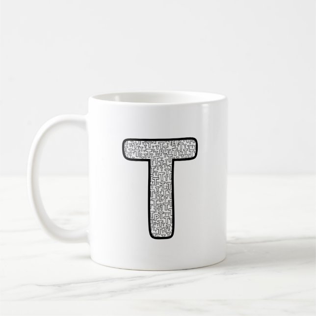 Moderne gemusterte Letter P Monogramm Keramik Tass Kaffeetasse (Links)