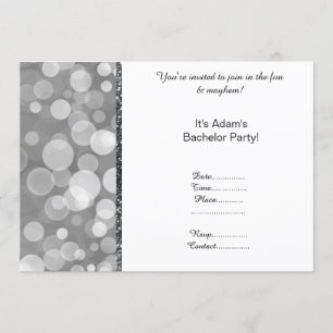 MODERNE GEMUSTERTE SILVER GRAY WHITE BACHELOR PART EINLADUNG