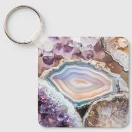 Moderne Geode Kristall | Kristall Schlüsselanhänge Schlüsselanhänger