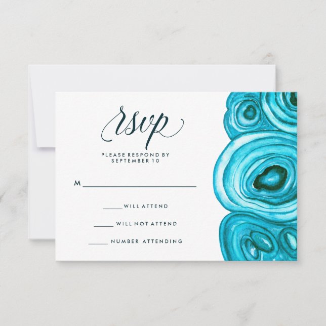 Moderne Geode Wedding | Blue UAWG RSVP Karte (Vorderseite)