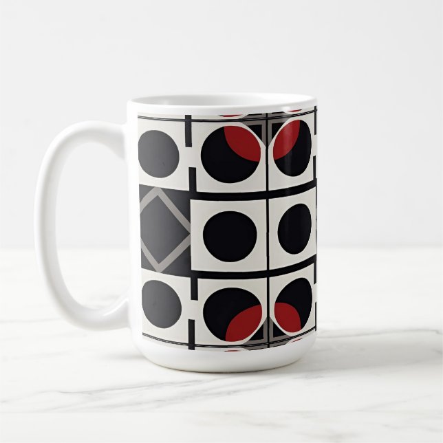 Moderne Geometrie Abstrakt mit Kreisen Kaffeetasse (Links)