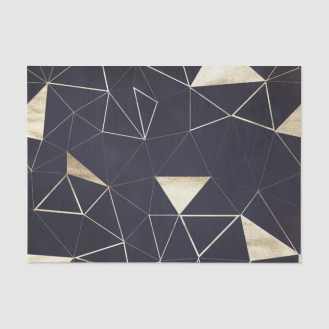 Moderne Geometrie aus Schwarz und Gold Seidenpapier (Vorderseite)