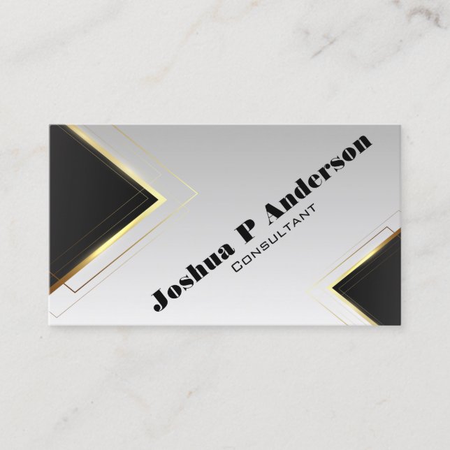 Moderne Geometrie aus Schwarz und Gold Visitenkarte (Vorderseite)