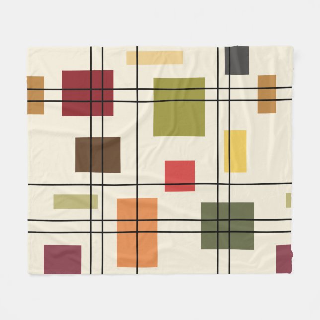 Moderne Geometrie des mittleren Jahrhunderts 1 Fleecedecke (Vorderseite (Horizontal))