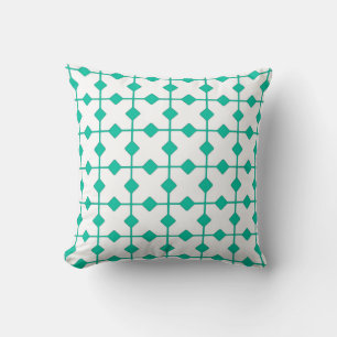 Moderne Geometrie, Diamanten - Türkis und Weiß Kissen