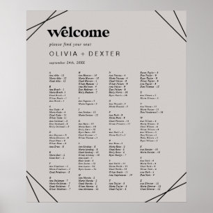 Moderne Geometrie   Grau-Alphabetische Sitztabelle Poster