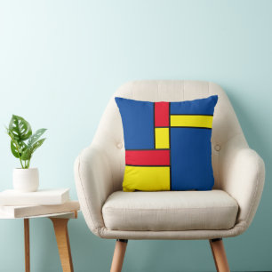Moderne Geometrie in Rot, Blau und Gelb Kissen