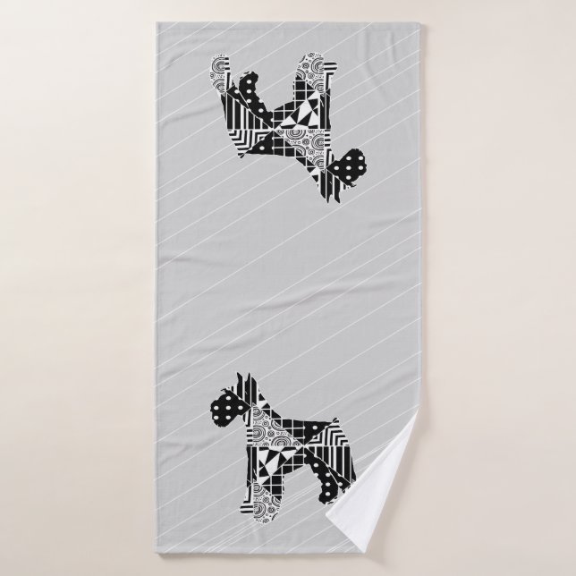 Moderne Geometrie Miniatur Schnauzer Badhandtuch Set (Badehandtuch)