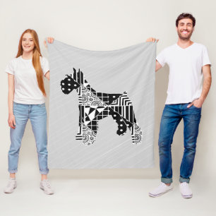 Moderne Geometrie Miniatur Schnauzer Fleecedecke