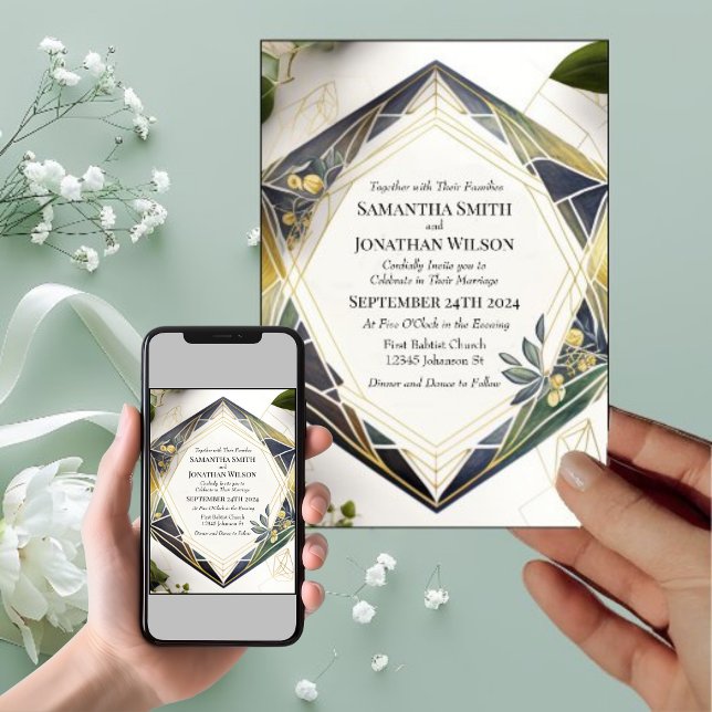 Moderne Geometrie mit Hochzeit für kleine Blume Einladung (Von Creator hochgeladen)
